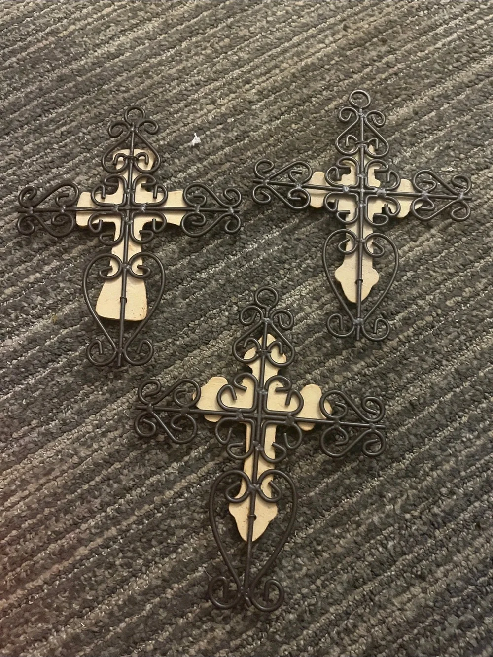 Decorative Wall Cross Trio - Brown, Red, Blue
